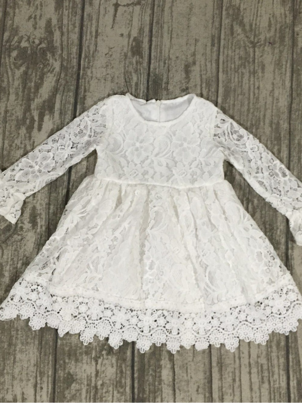Little Girl Toddler Kids long sleeve lace White Girl Dress Birthday Party OUtfi